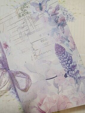 Junk Journal Booklet "LOVELY LILAC" Purple  Flowers HANDMADE + Ephemera LG 40pg